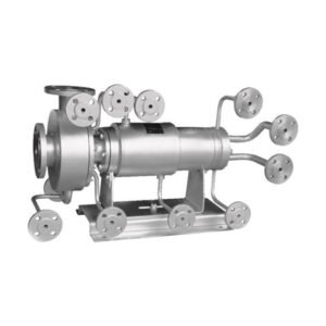 A canned motor pump for handling liquids with high a melting point that tend to crystallize easily.